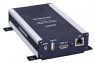 HDMI® over Fiber Receiver with analog audio, RS-232, IR, Ethernet, and USB HID; includes PW-1215WU power supply, requires HD-TX3-F , 